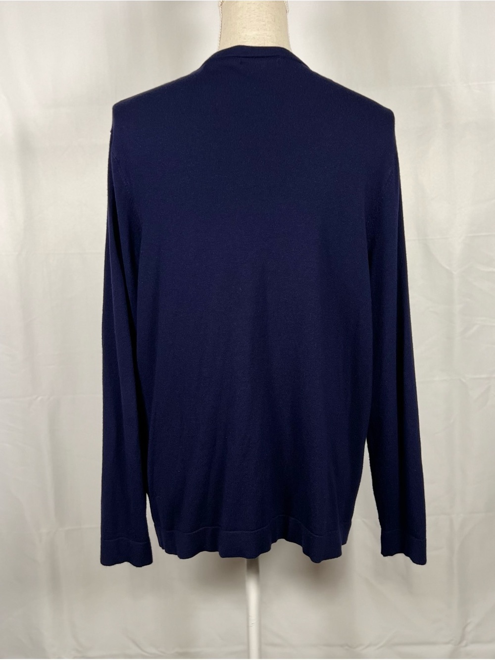 Croft & Barrow XL Navy Blue Scalloped Front Swiss Dot Cardigan Sweater Classic - Picture 4 of 9